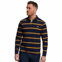 Raging Bull Long Sleeve Stripe Rugby Shirt For Male