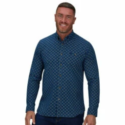 Raging Bull Long Sleeve Embroidered Jacquard Shirt For Male