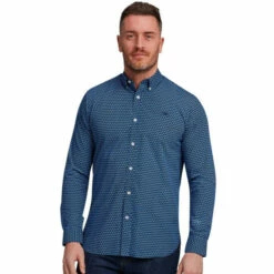 Raging Bull Long Sleeve Geo Pattern Shirt For Male