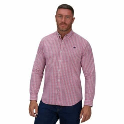 Raging Bull Long Sleeve Cotton Poplin Check Shirt For Male