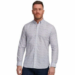 Raging Bull Long Sleeve Watercolour Floral Shirt White For Male -Miss KG Discount Store unnamed file 97